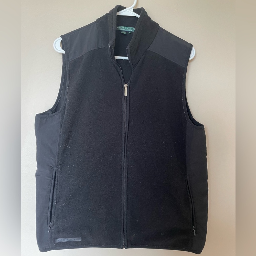 Lauren Active Ralph Lauren Black Fleece Full Zip Vest Size Large